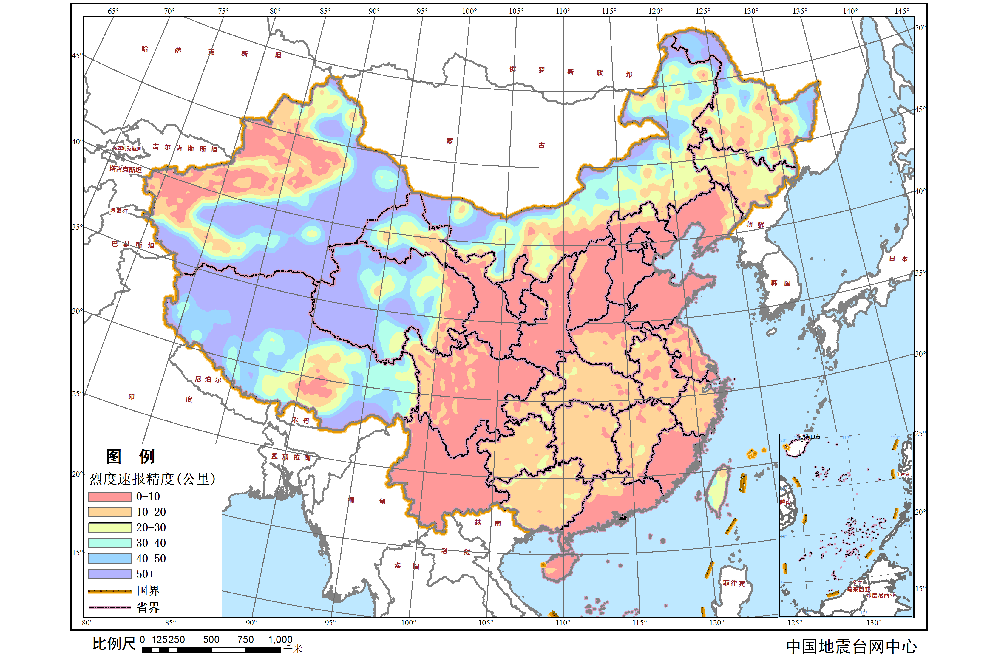 地震烈度速报精度分布图